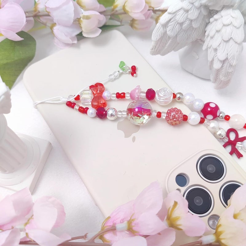 cioatu Phone Charms Cute Cherry Butterfly Cell Phone Lanyard Strap Wrist Strap for Bag Airpods Camera Pendants Decor - Image 5